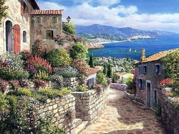 画出来的美丽小镇风景