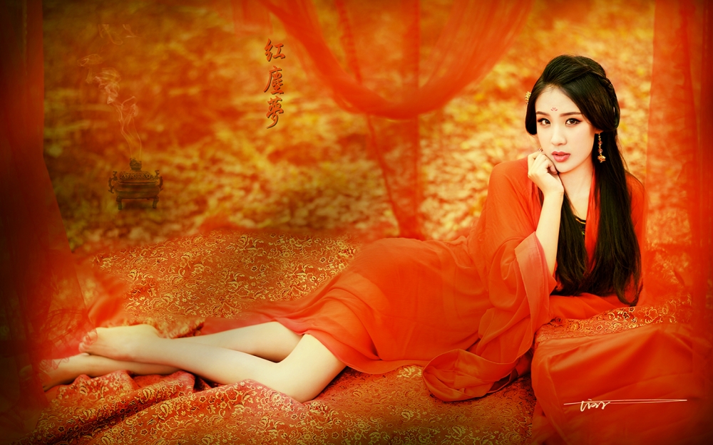 红楼梦古装美女妩媚诱惑性感桌面壁纸下载