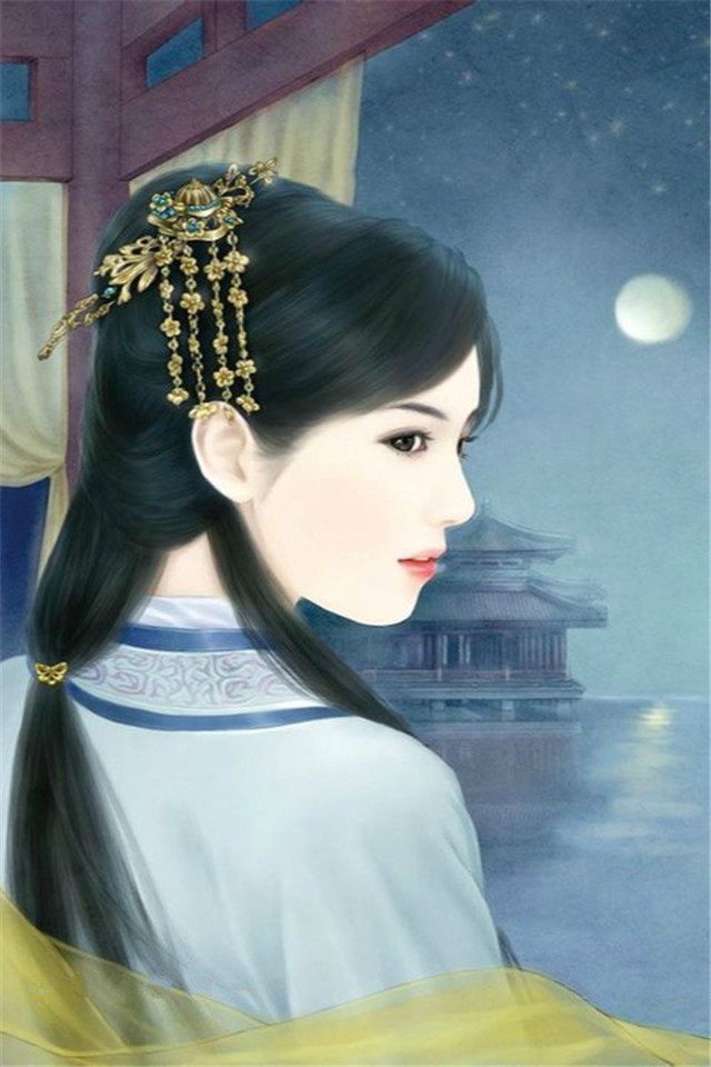 小清新古装美女手绘图片手机壁纸下载