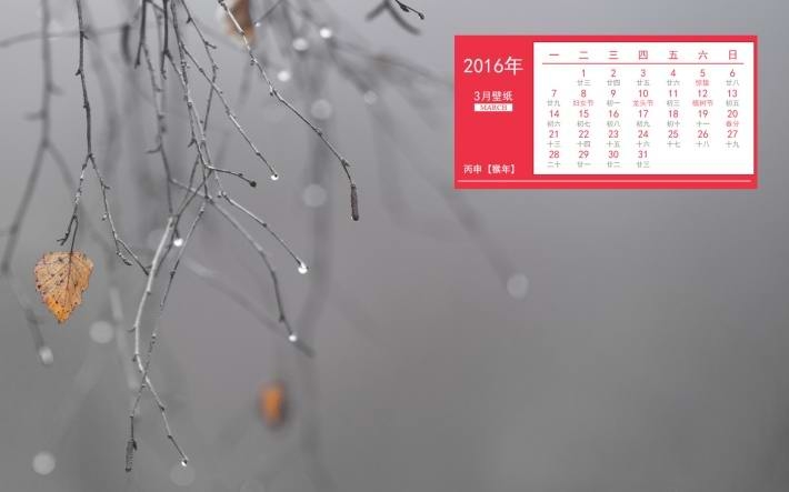 2016年3月日历高清壁纸