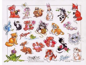 卡通狐狸小老虎兔子猫咪纹身图片图案