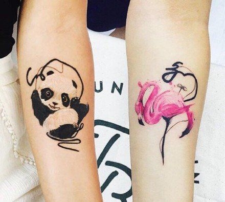 手臂情侣熊猫纹身图案