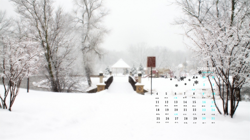 2016年1月日历壁纸精选唯美梦幻雪中美景