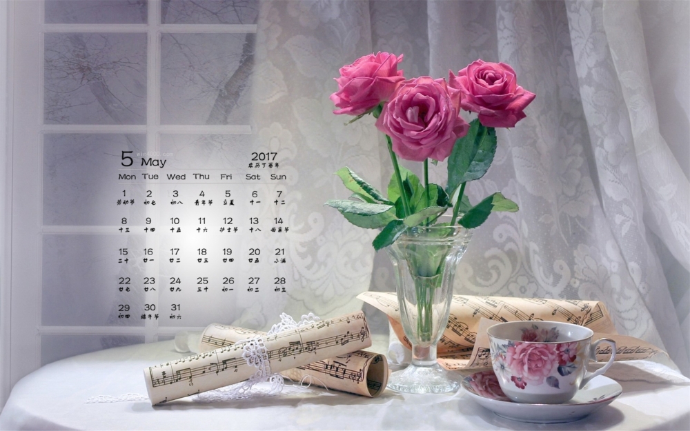 2017年5月小清新植物花卉桌面日历壁纸
