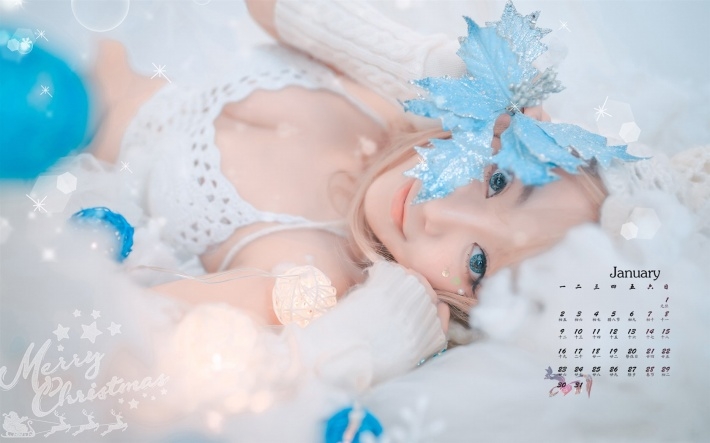 2017清纯美女一月日历桌面壁纸下载
