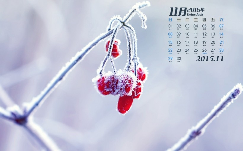 2015年11月份冬天风景月历桌面壁纸