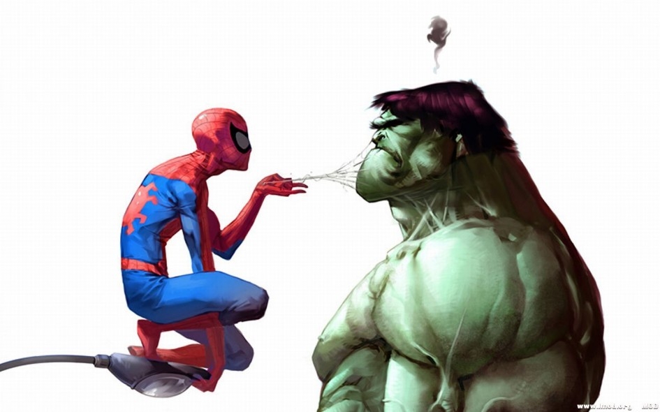蜘蛛侠和绿巨人高清卡通图片
