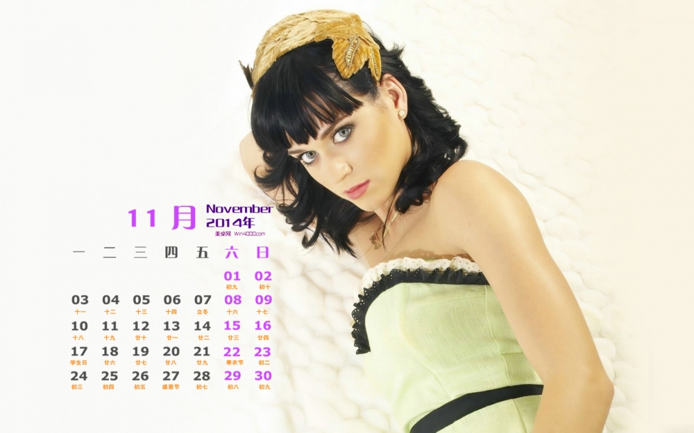 2014年11月日历壁纸水果姐凯蒂佩里Katy Perry写真图片