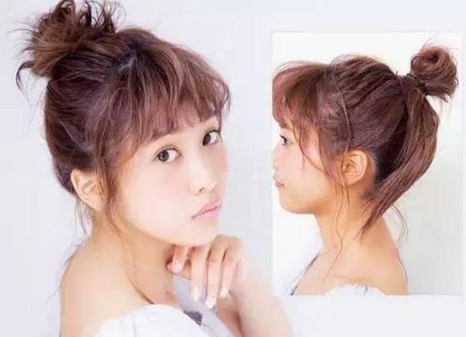 蓬松凌乱感丸子头 5分钟就能搞定！