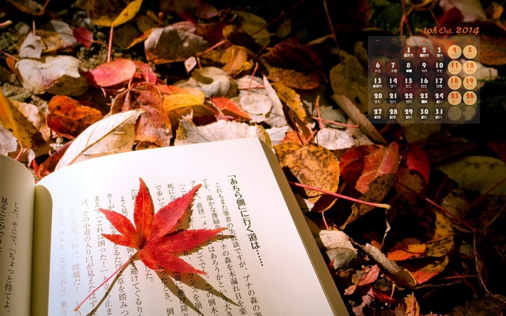 2014年10月枫叶日历电脑壁纸