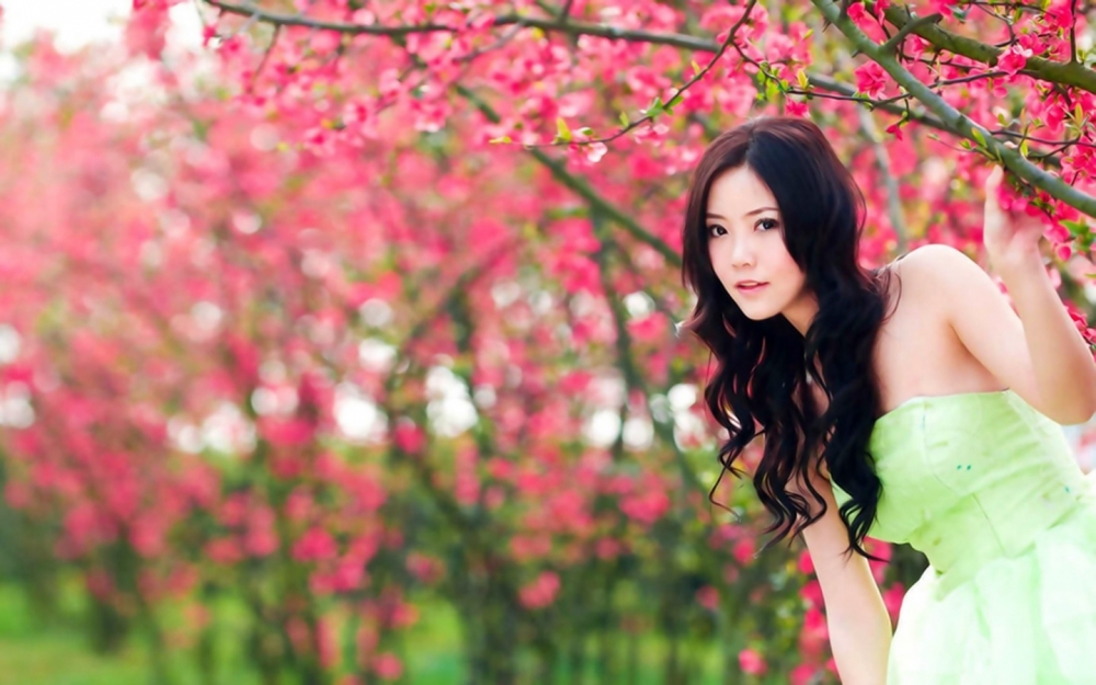 青春靓丽的清新长发美女的高清电脑壁纸