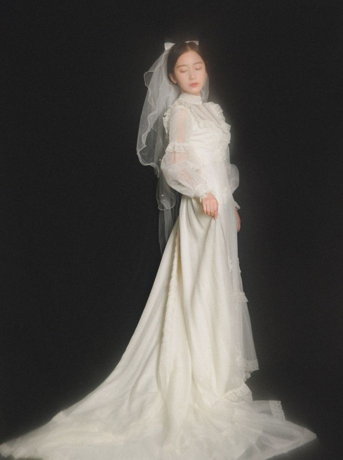 唯美的黑底公主型婚纱图片