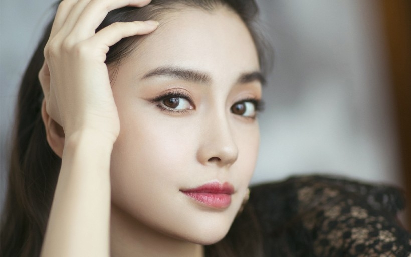 美女明星Angelababy蕾丝黑纱性感写真高清电脑桌面壁纸