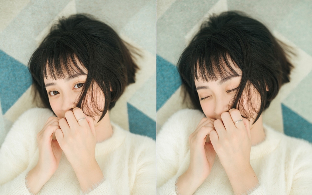 短发大眼睛美少女室内写真桌面壁纸