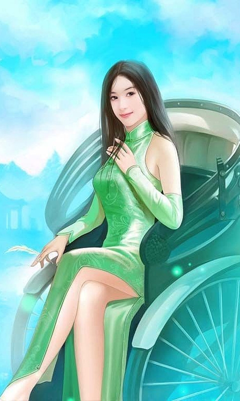 性感民国旗袍美女插画图手机壁纸下载