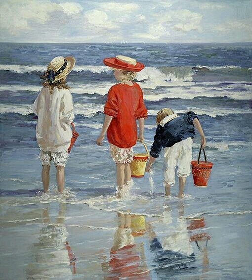 手绘油画可爱小孩头像