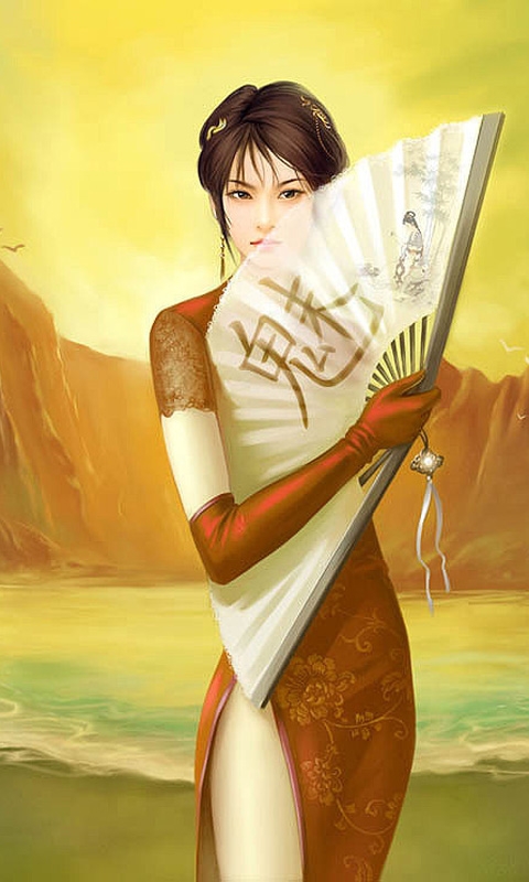 性感民国旗袍美女插画图手机壁纸下载