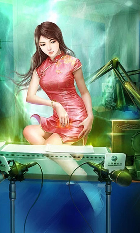 性感民国旗袍美女插画图手机壁纸下载