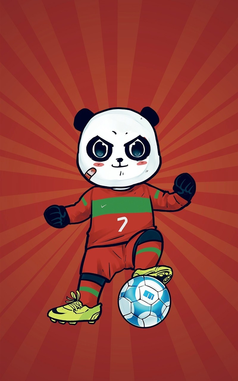 巴西世界杯可爱卡通熊猫手机壁纸