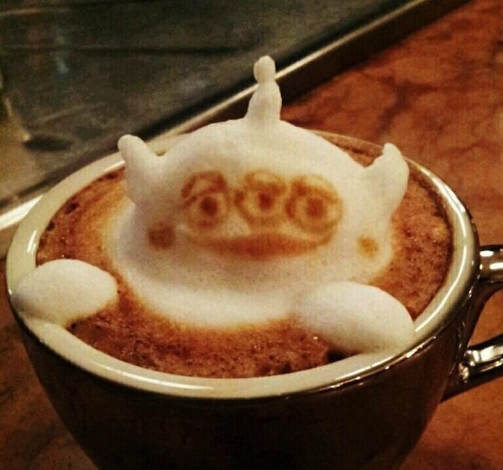 3D泡沫小动物咖啡美食素材图片