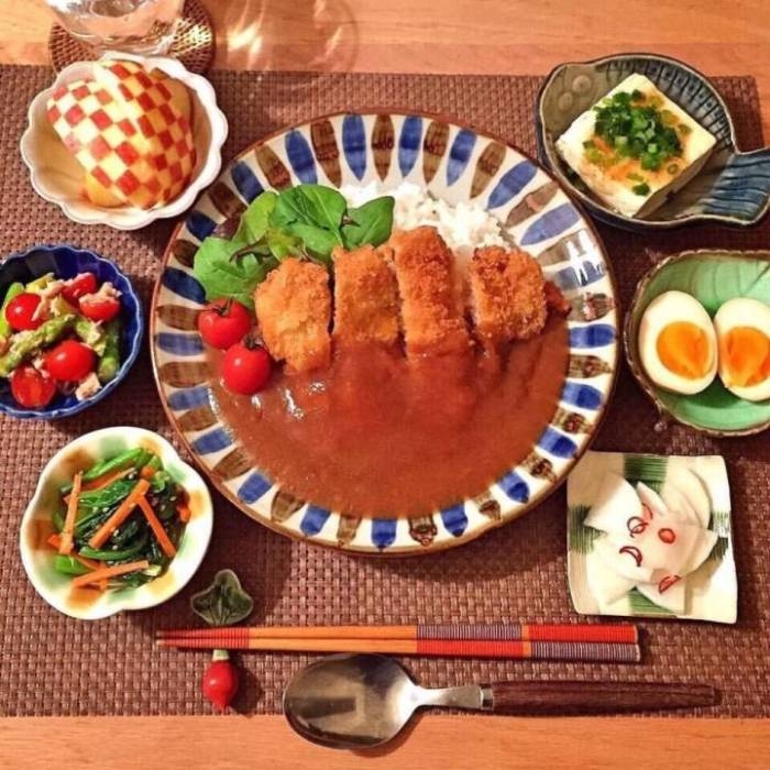 照片咖喱鸡排饭美食图片