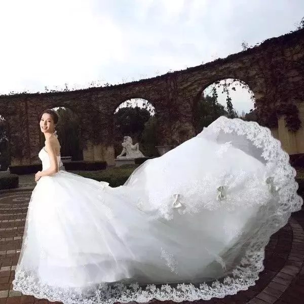 欧式尾拖型婚纱图片
