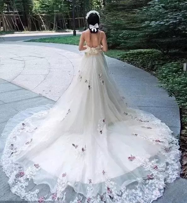 欧式尾拖型婚纱图片