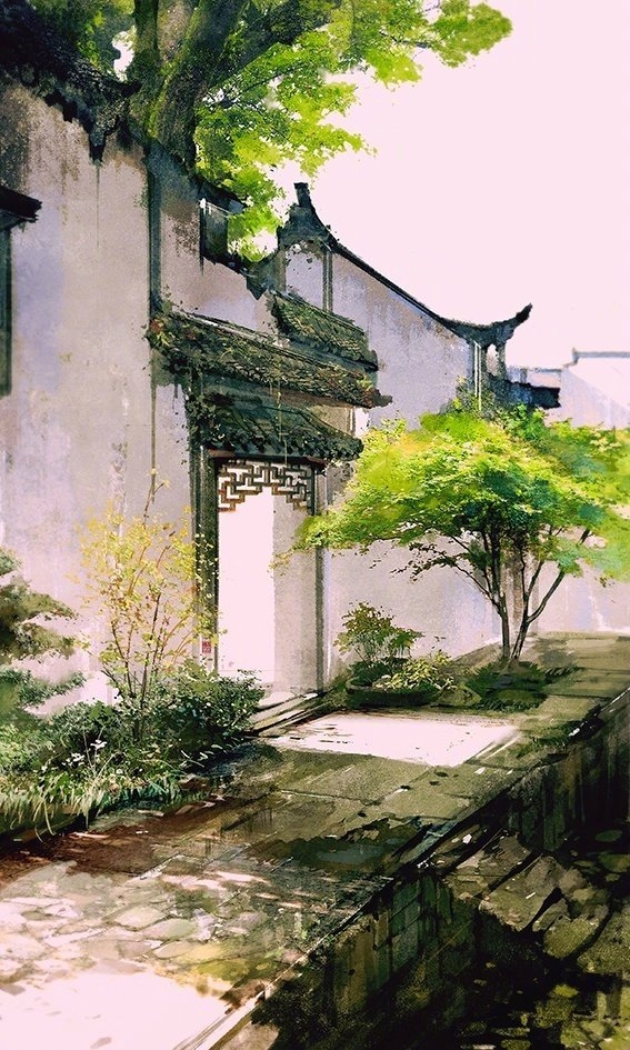 小清新水墨山水画图片