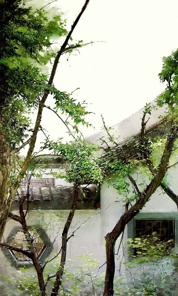 小清新水墨山水画图片