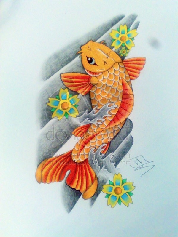 漂亮吉祥的鲤鱼纹身图案