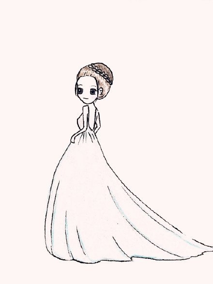 卡哇伊的手绘婚纱裙图片
