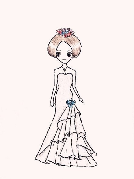 卡哇伊的手绘婚纱裙图片