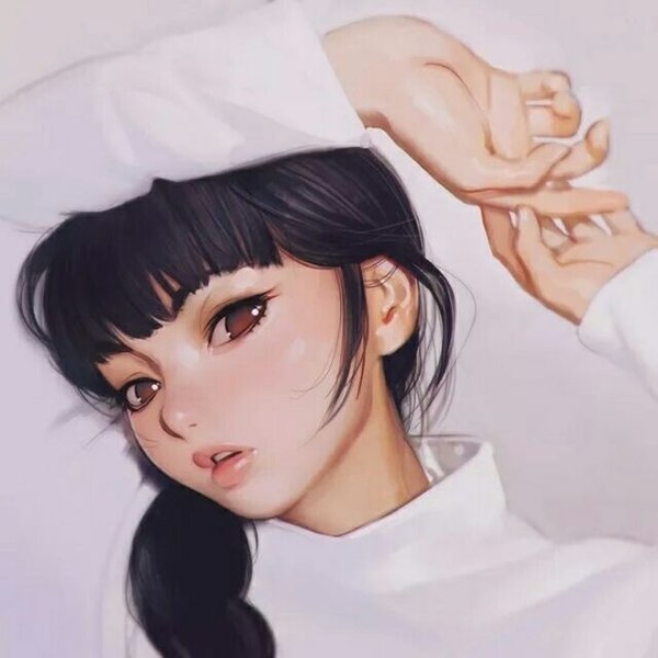 手绘油画女生头像