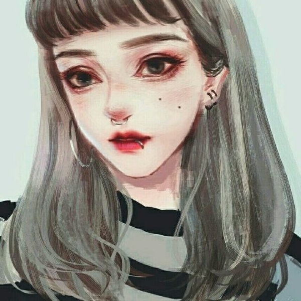 手绘油画女生头像