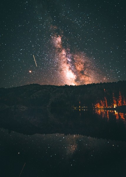 星空下的湖泊美景风景图片