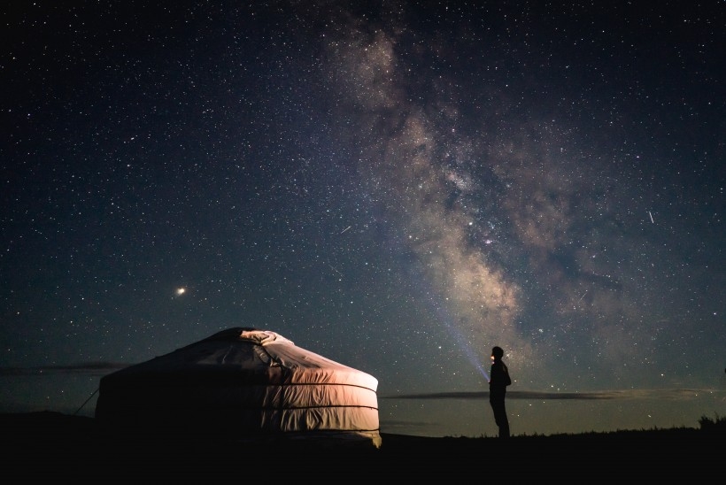 星空下的湖泊美景风景图片
