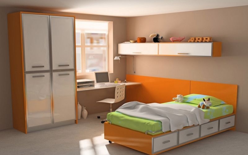 3D设计的小清新卧室模型壁纸图片