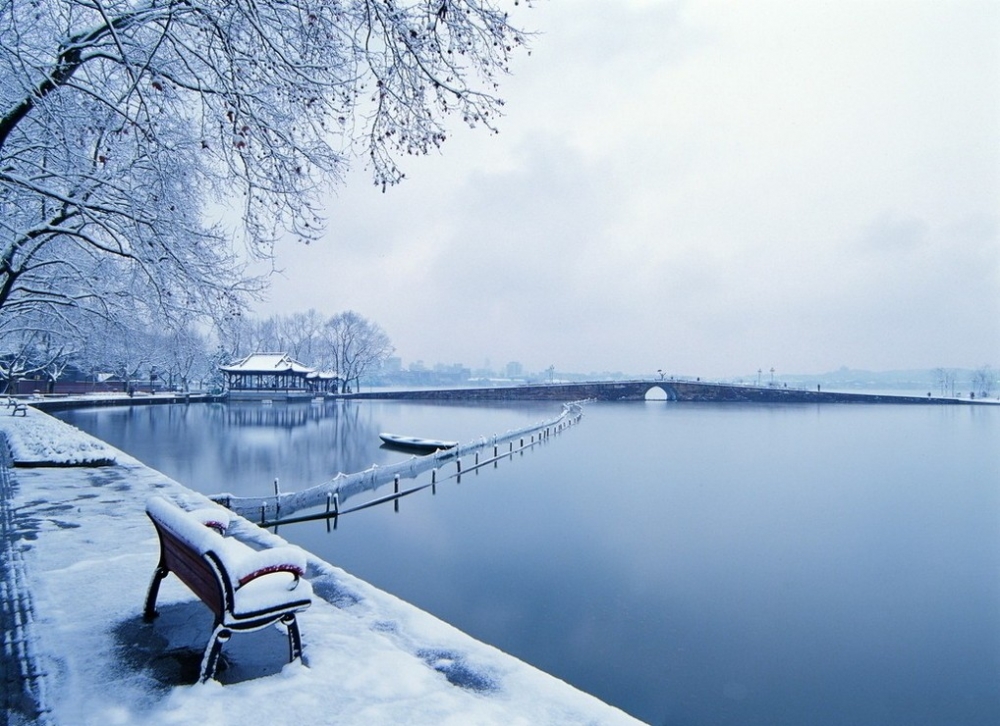 诗词里的杭州西湖断桥残雪唯美风景壁纸图片