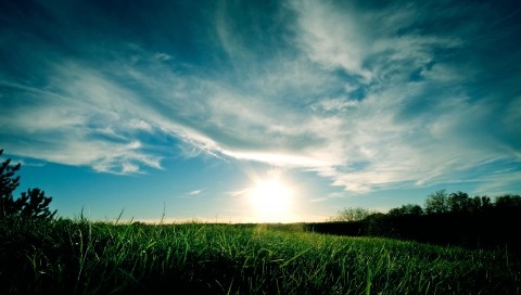 草原上日落的夕阳唯美壁纸图片