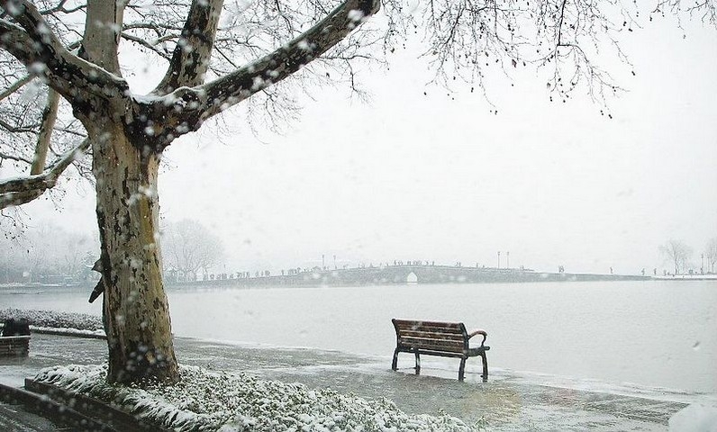 诗词里的杭州西湖断桥残雪唯美风景壁纸图片