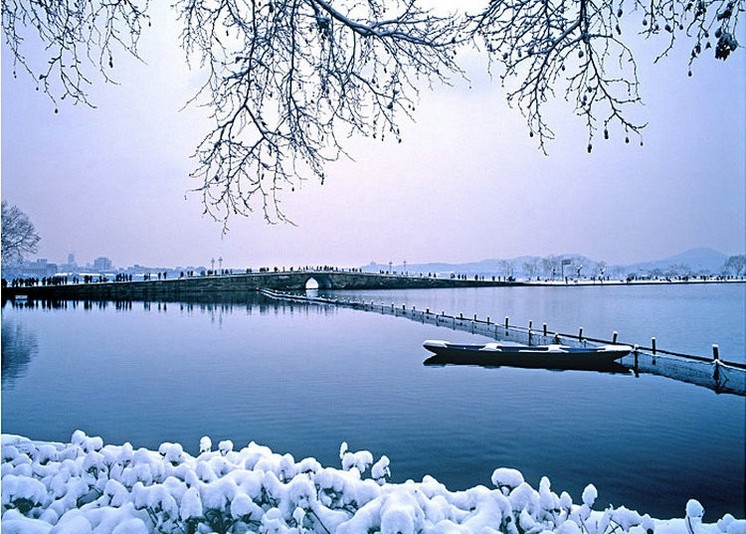 诗词里的杭州西湖断桥残雪唯美风景壁纸图片