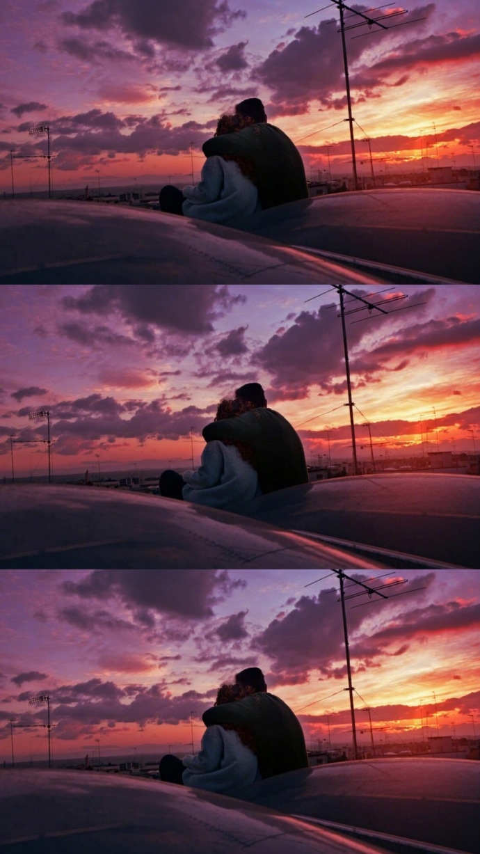 欧美天台夕阳下的情侣甜蜜爱情图片