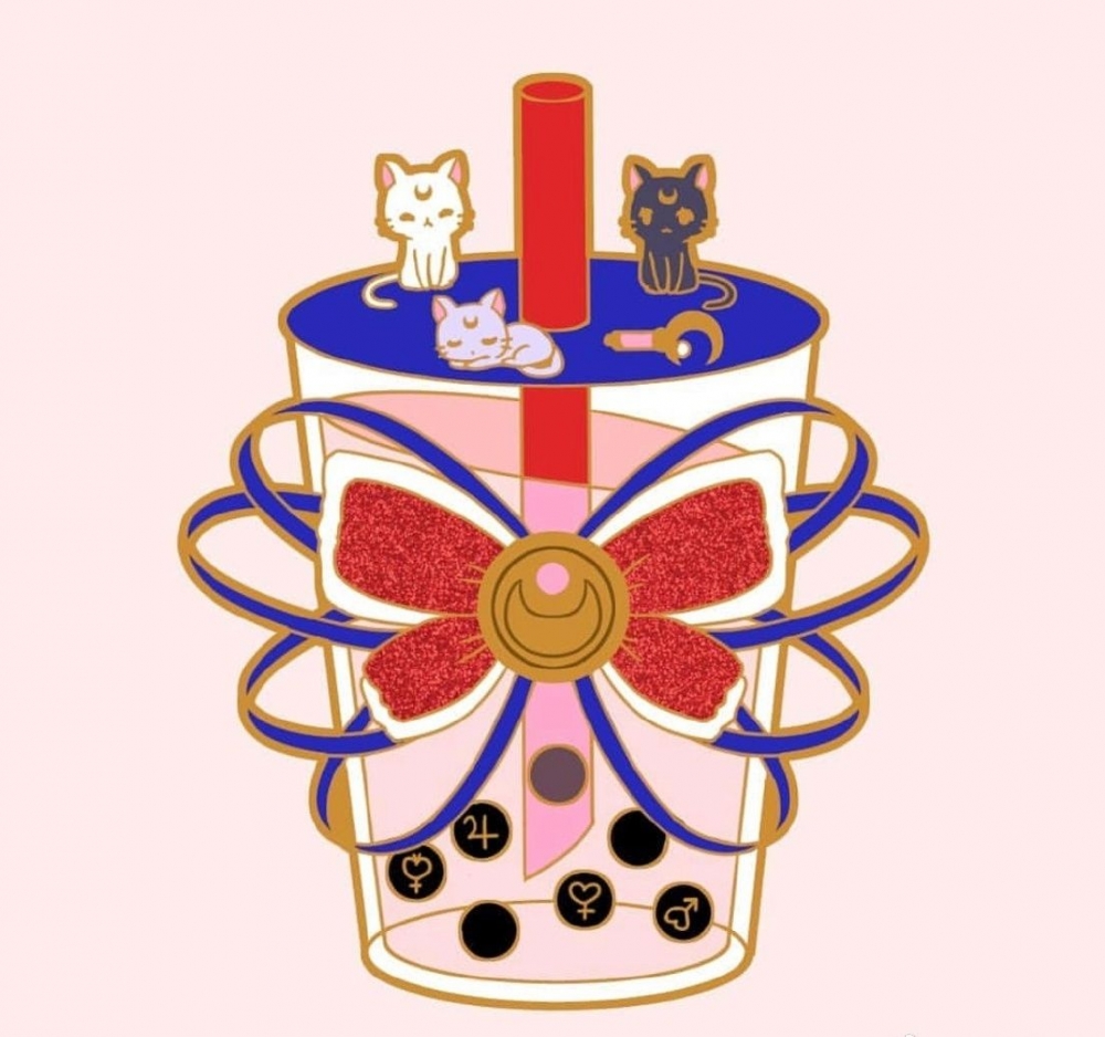 可爱的珍珠奶茶插画图片