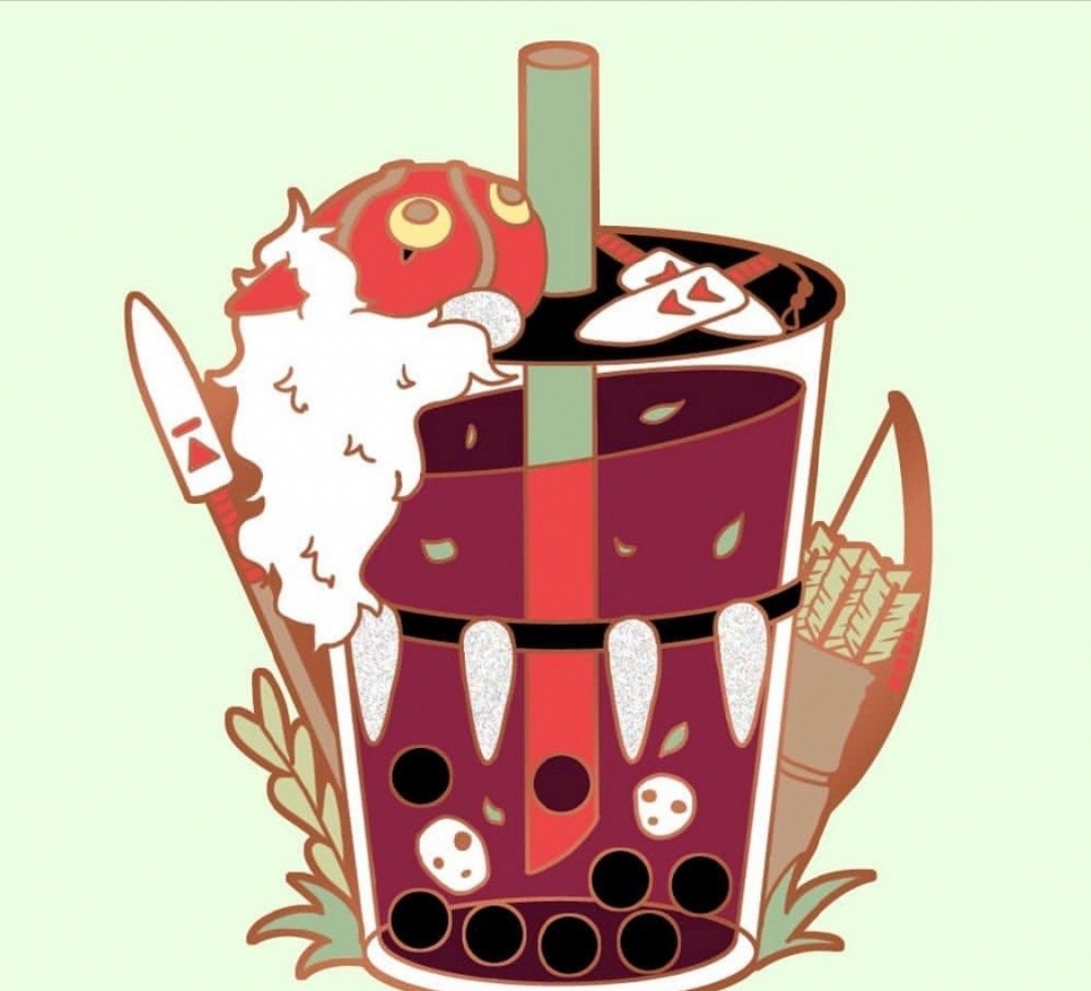 可爱的珍珠奶茶插画图片