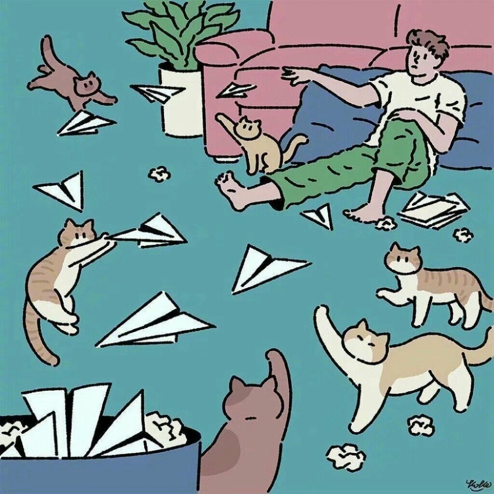 一个人的生活可爱卡通图片