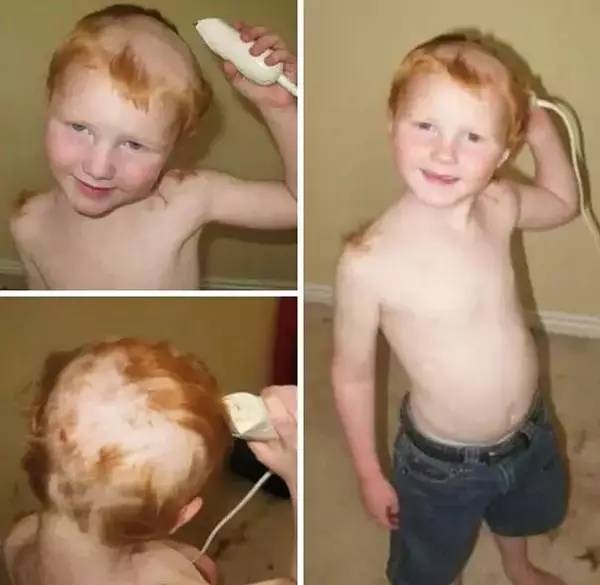 熊孩子自己剪的头发爆笑图片