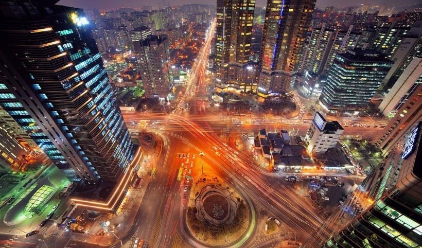 韩国首尔城市夜景唯美风景图片