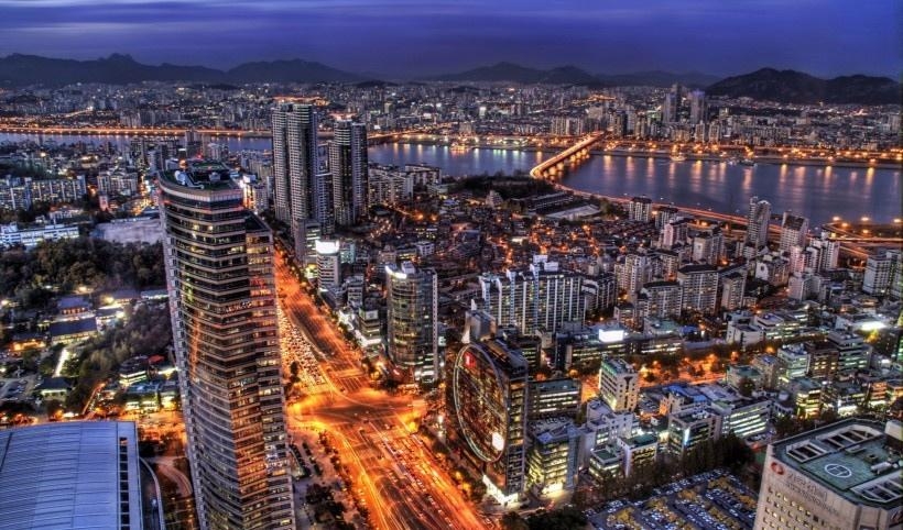 韩国首尔城市夜景唯美风景图片