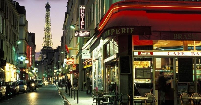 巴黎城市灯火辉煌的夜景风景壁纸图片