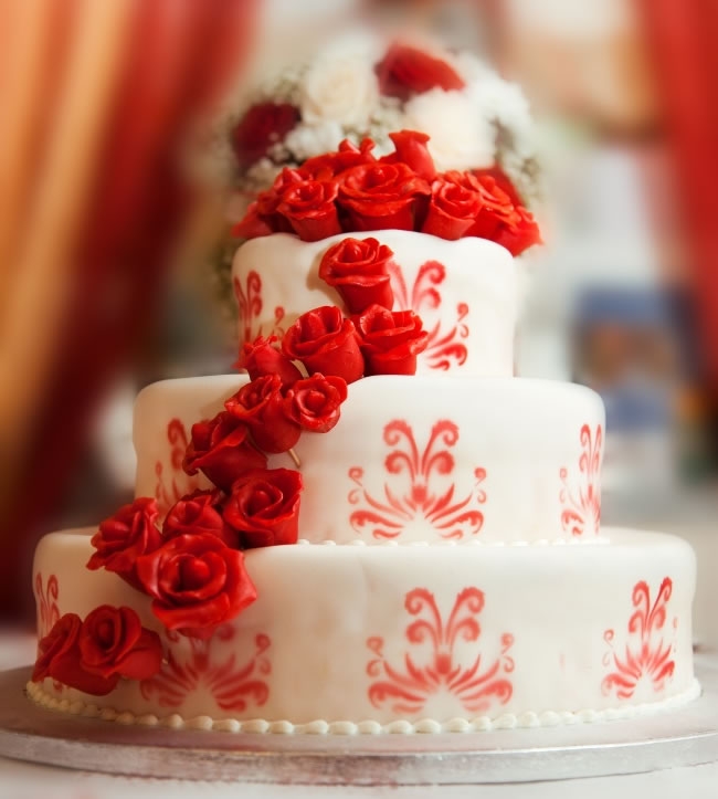 婚礼上的好看玫瑰蛋糕图片